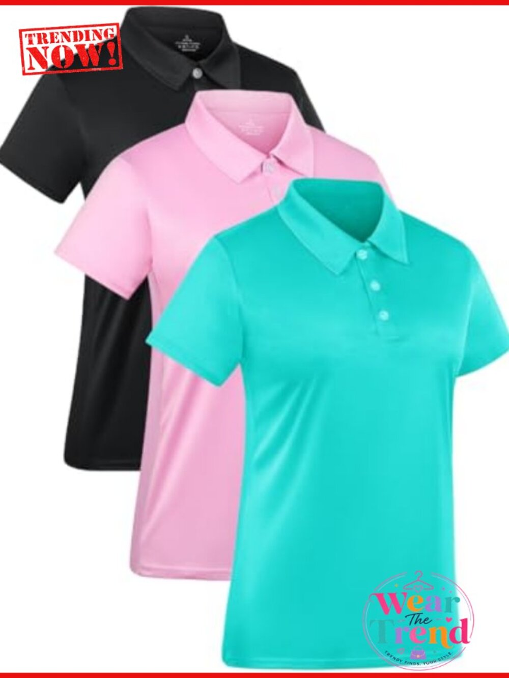 3-Pack Women's Polo Shirts Short Sleeve Dry Fit Golf Work Tops